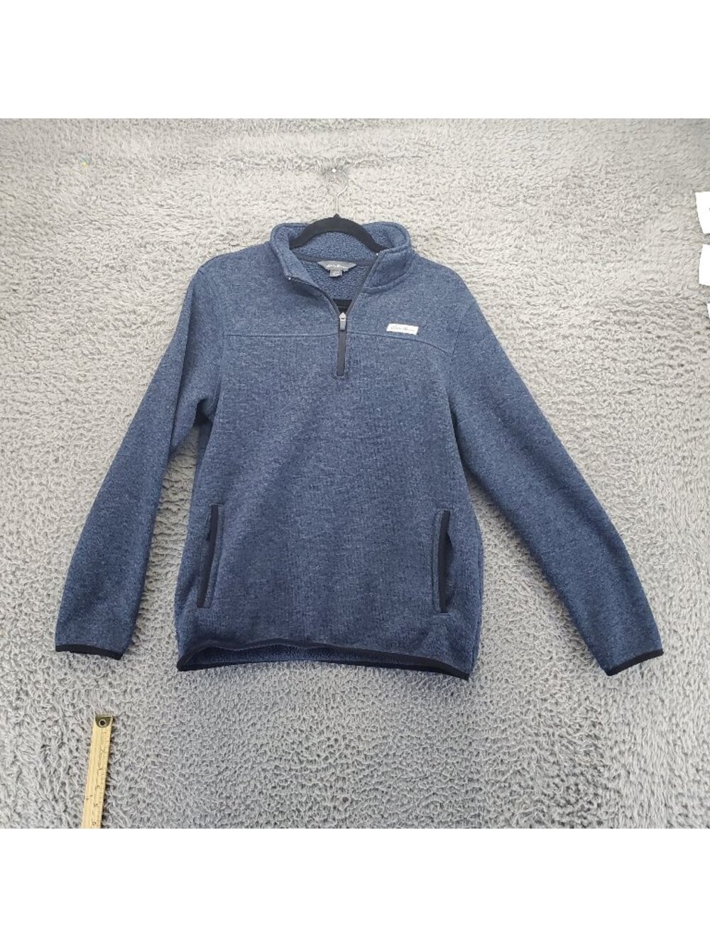Eddie Bauer Sweater Mens Medium Blue Quarter-Zip Sherpa Fleece